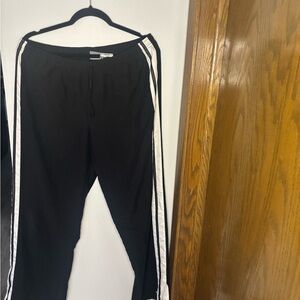 Black Track Pants with White Stripes